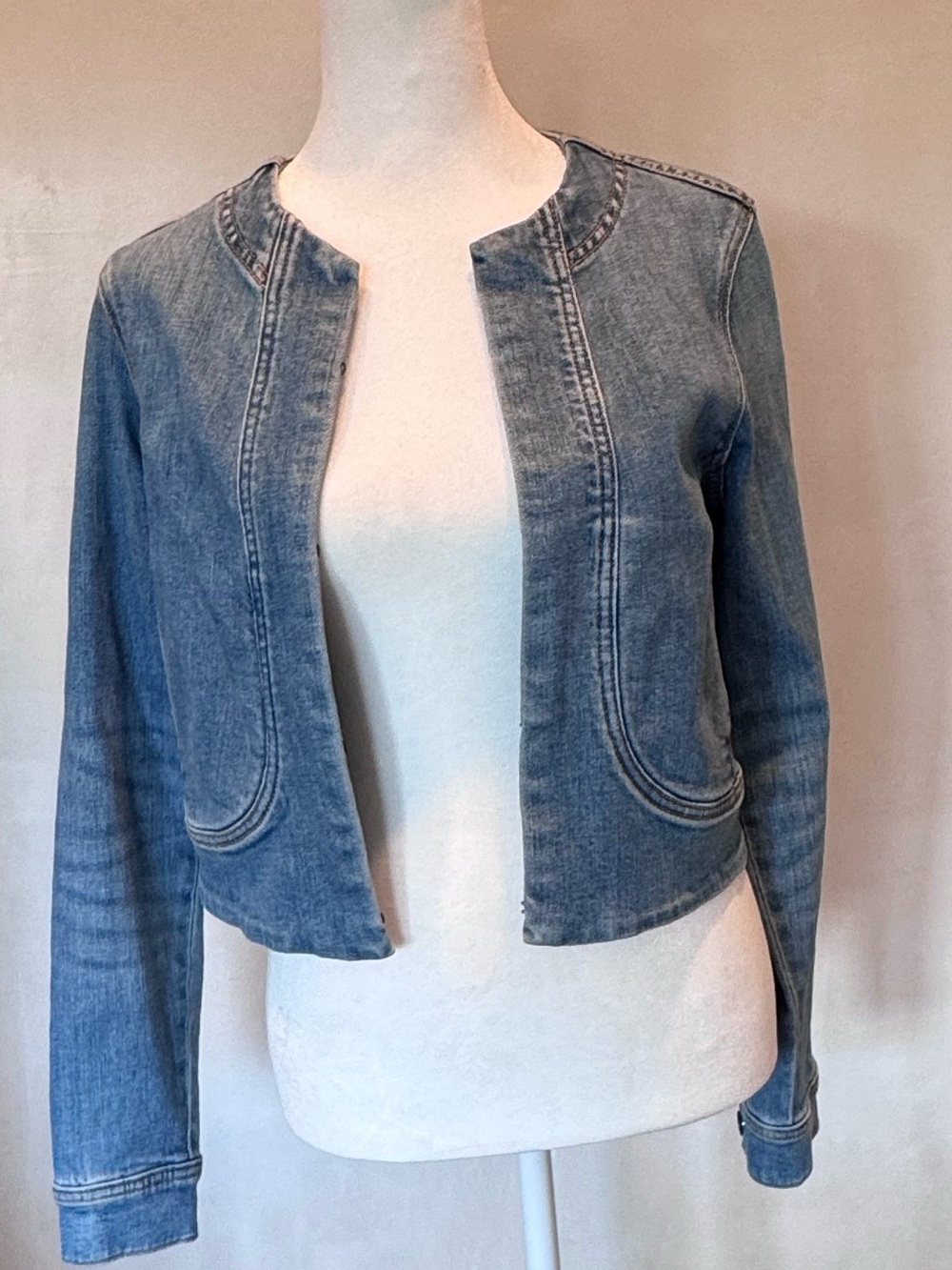 Kerri Rosenthal Light Blue Cropped Denim Jacket